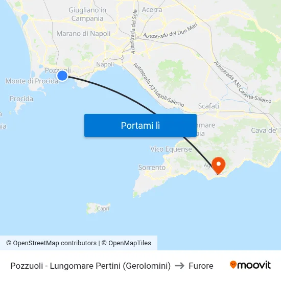 Pozzuoli - Lungomare Pertini (Gerolomini) to Furore map