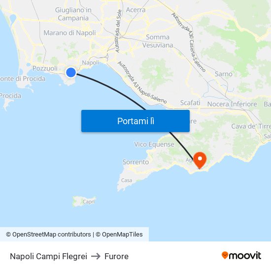 Napoli Campi Flegrei to Furore map