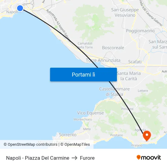 Napoli - Piazza Del Carmine to Furore map
