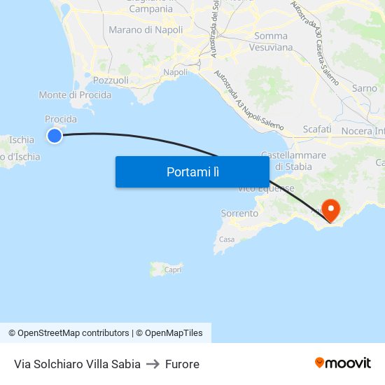 Via Solchiaro   Villa Sabia to Furore map