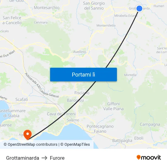 Grottaminarda to Furore map