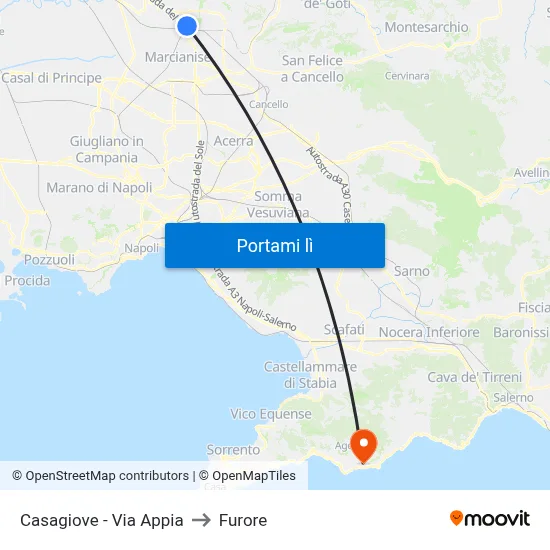Casagiove - Via Appia to Furore map