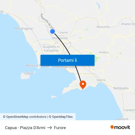 Capua - Piazza D'Armi to Furore map
