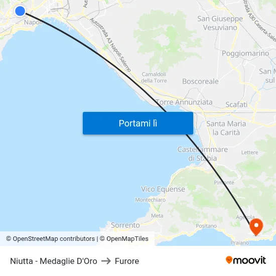 Niutta - Medaglie D'Oro to Furore map