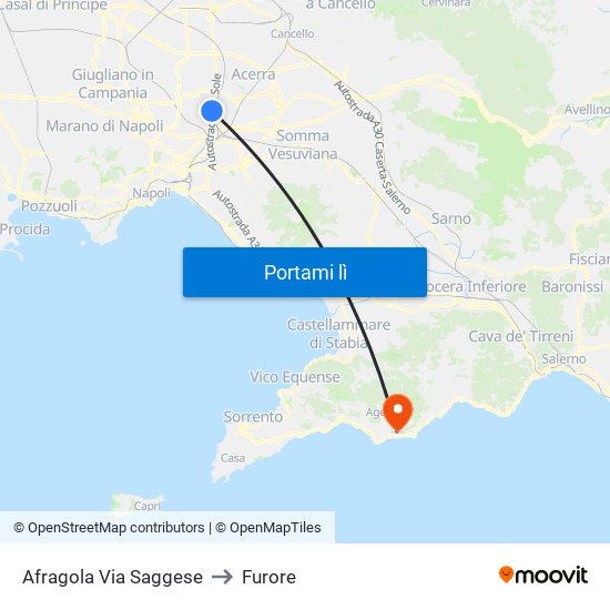 Afragola Via Saggese to Furore map