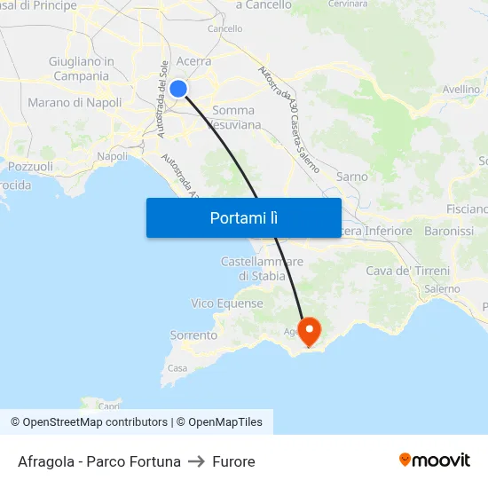 Afragola - Parco Fortuna to Furore map