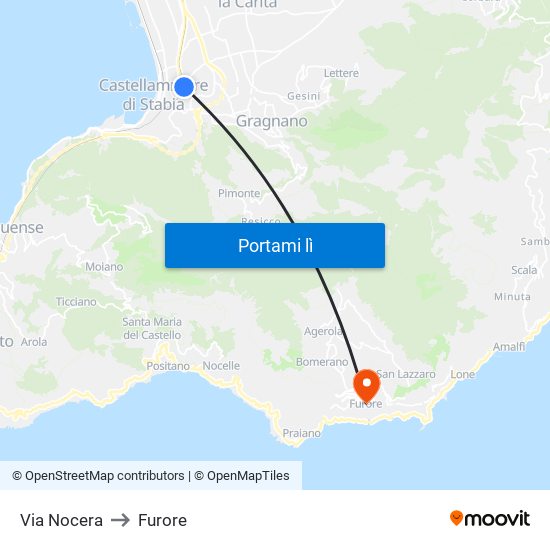 Via Nocera to Furore map