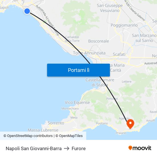 Napoli San Giovanni-Barra to Furore map