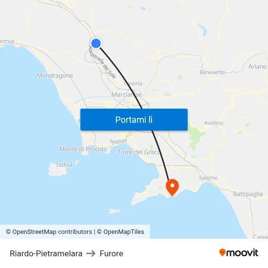 Riardo-Pietramelara to Furore map