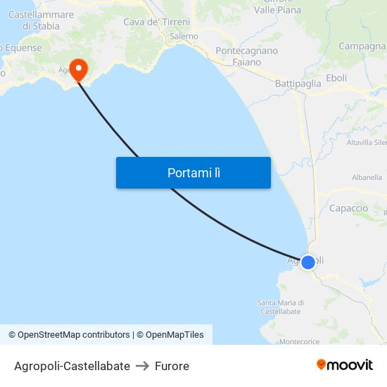 Agropoli-Castellabate to Furore map