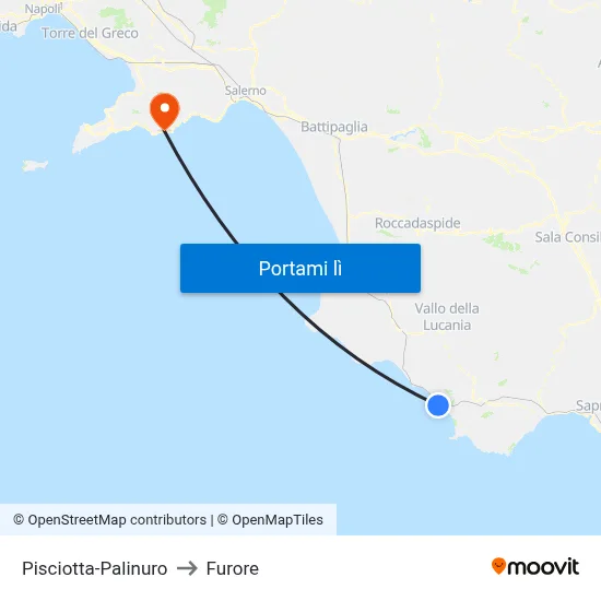 Pisciotta-Palinuro to Furore map