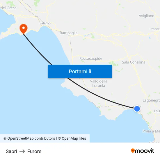 Sapri to Furore map