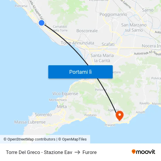 Torre Del Greco - Stazione Eav to Furore map