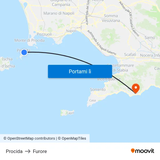 Procida to Furore map