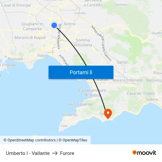 Umberto I - Vallante to Furore map