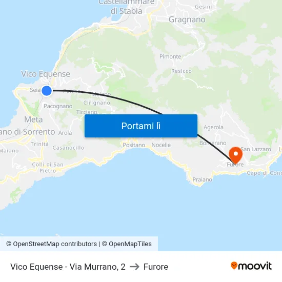 Vico Equense - Via Murrano, 2 to Furore map