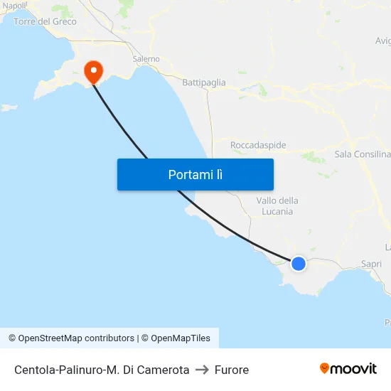 Centola-Palinuro-M. Di Camerota to Furore map