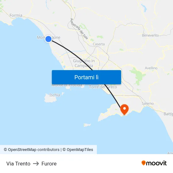 Via Trento to Furore map