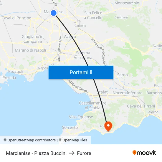 Marcianise - Piazza Buccini to Furore map