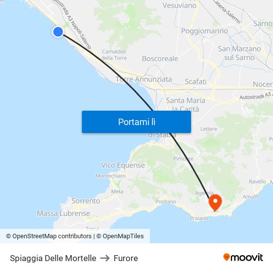 Spiaggia Delle Mortelle to Furore map