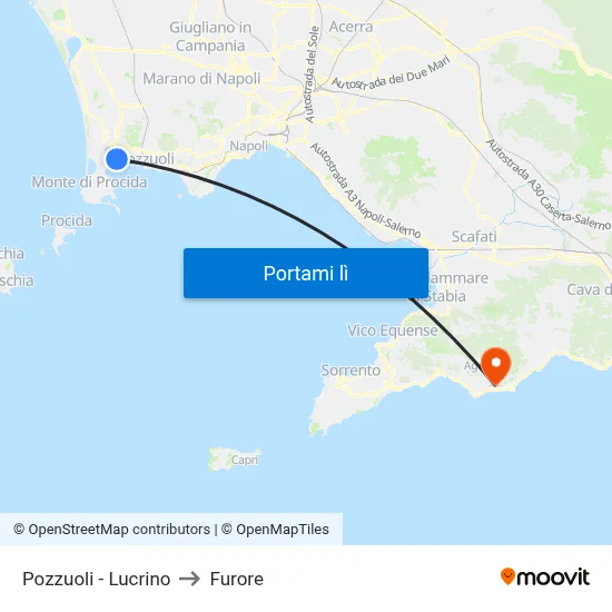 Pozzuoli - Lucrino to Furore map