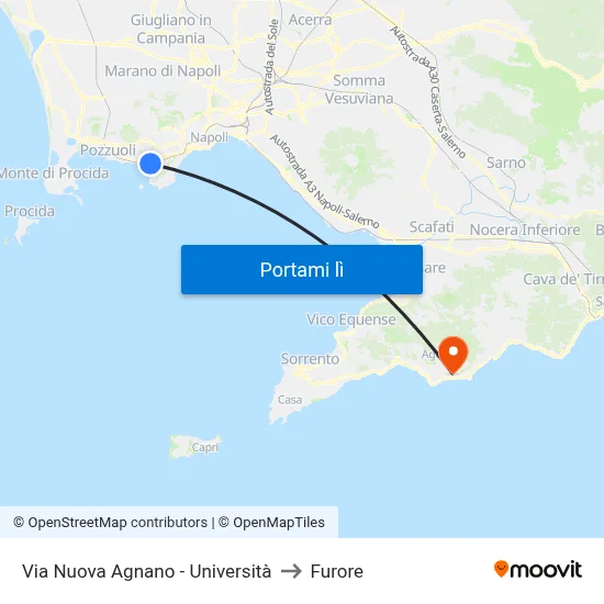 Via Nuova Agnano - Università to Furore map