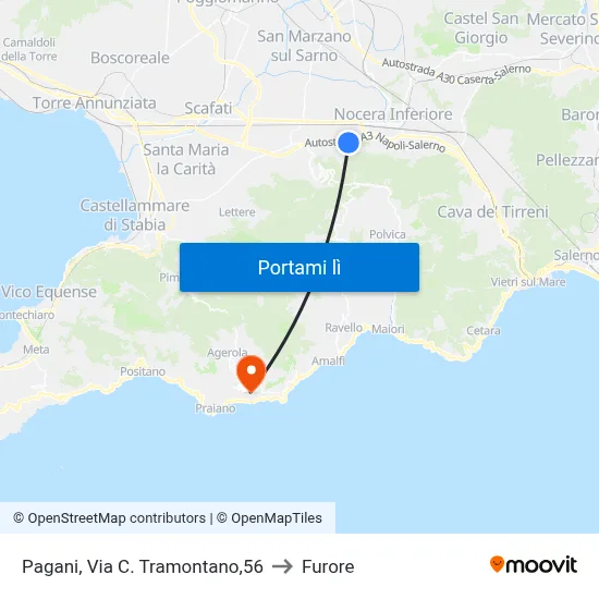 Pagani, Via C. Tramontano,56 to Furore map