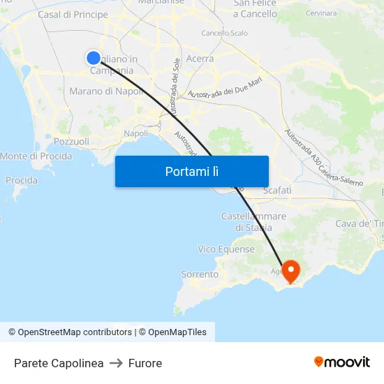 Parete Capolinea to Furore map