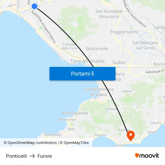 Ponticelli to Furore map
