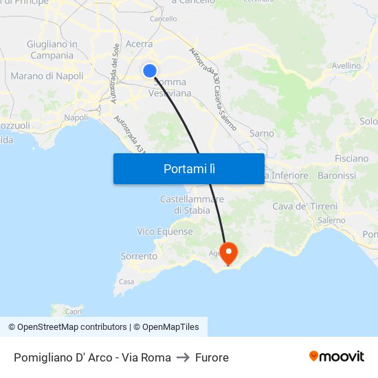 Pomigliano D' Arco - Via Roma to Furore map