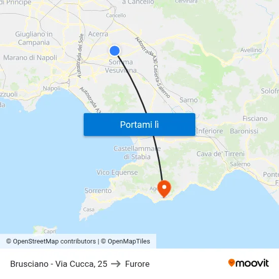 Brusciano - Via Cucca, 25 to Furore map