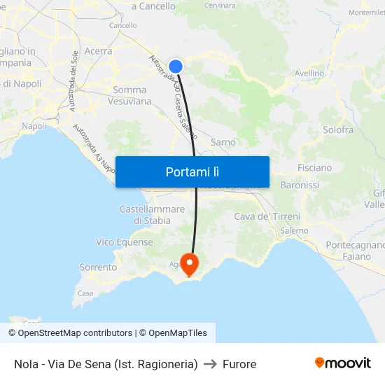 Nola - Via De Sena (Ist. Ragioneria) to Furore map