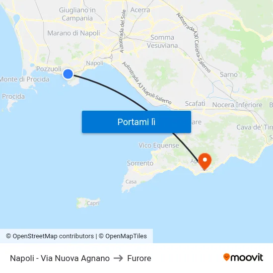 Napoli - Via Nuova Agnano to Furore map