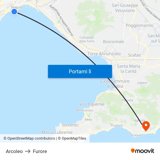 Arcoleo to Furore map