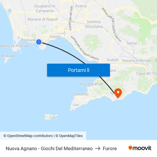Nuova Agnano - Giochi Del Mediterraneo to Furore map