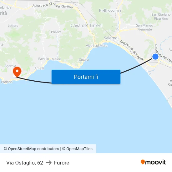 Via Ostaglio,  62 to Furore map