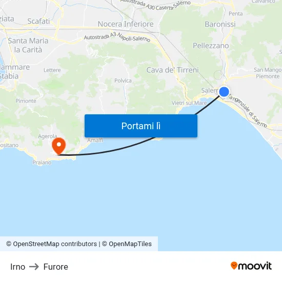 Irno to Furore map