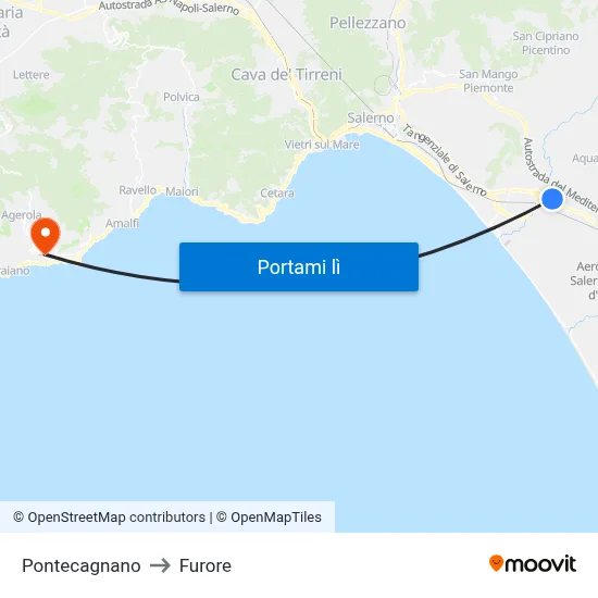 Pontecagnano to Furore map