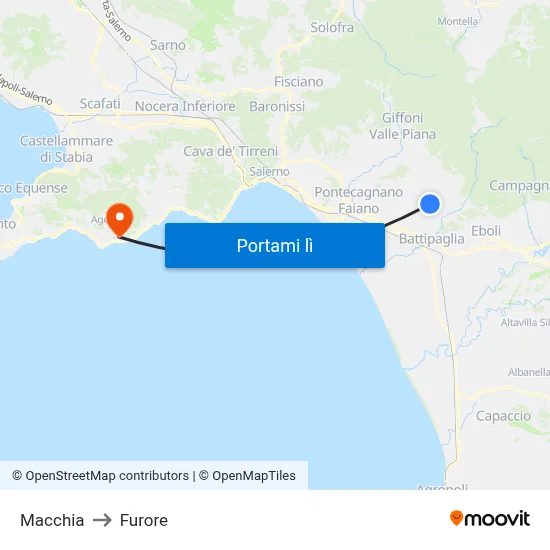 Macchia to Furore map