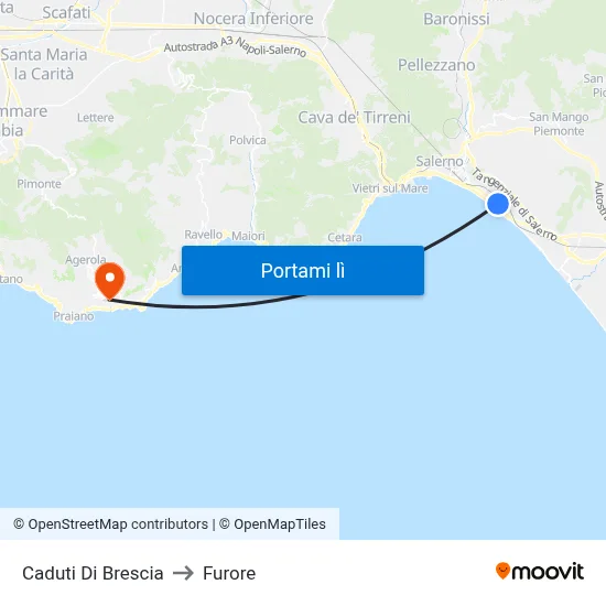 Caduti Di Brescia to Furore map