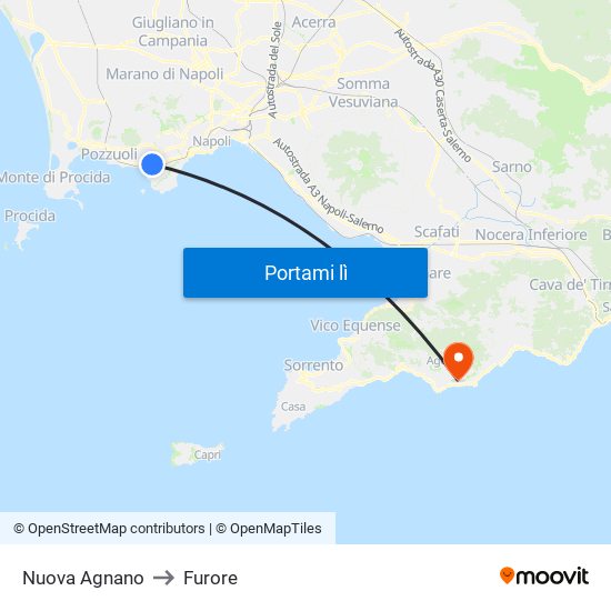 Nuova Agnano to Furore map