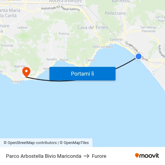 Parco Arbostella Bivio Mariconda to Furore map