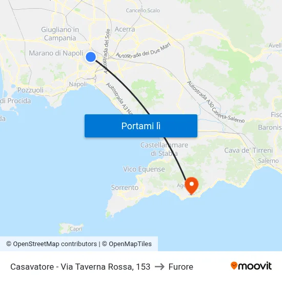 Casavatore - Via Taverna Rossa, 153 to Furore map