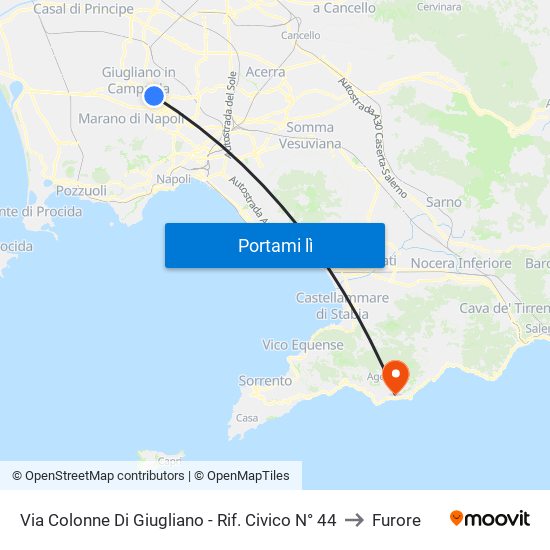 Via Colonne Di Giugliano - Rif. Civico N° 44 to Furore map
