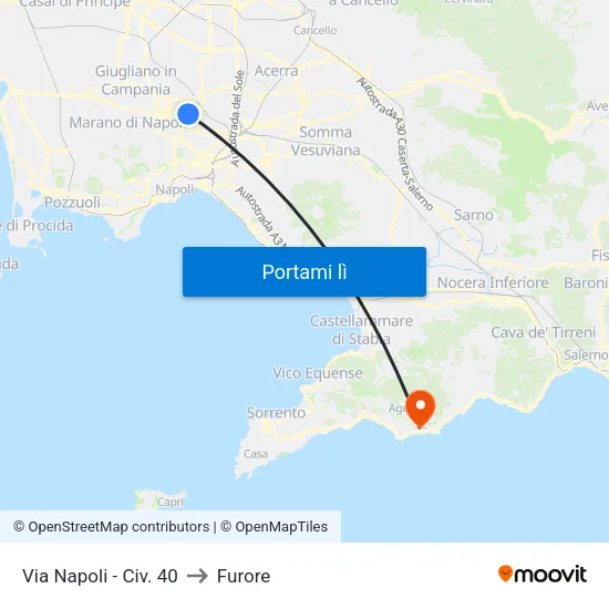 Via Napoli - Civ. 40 to Furore map