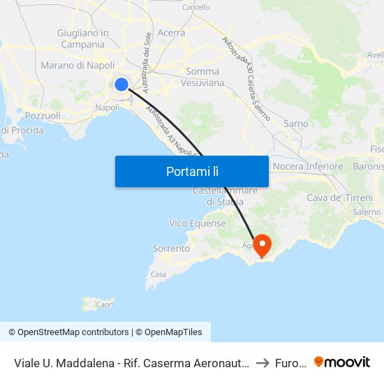 Viale U. Maddalena - Rif. Caserma Aeronautica to Furore map