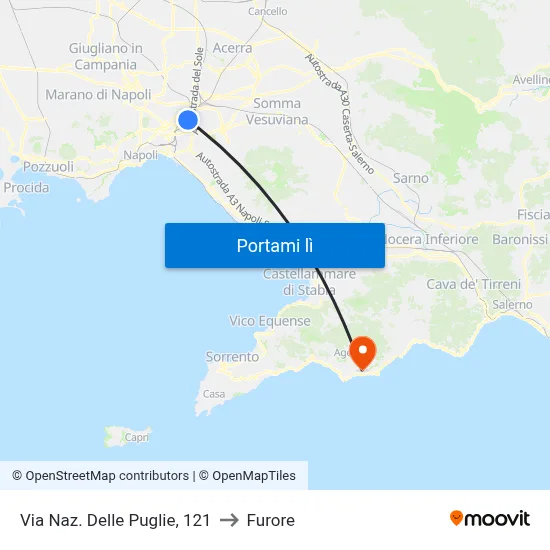 Via Naz. Delle Puglie, 121 to Furore map