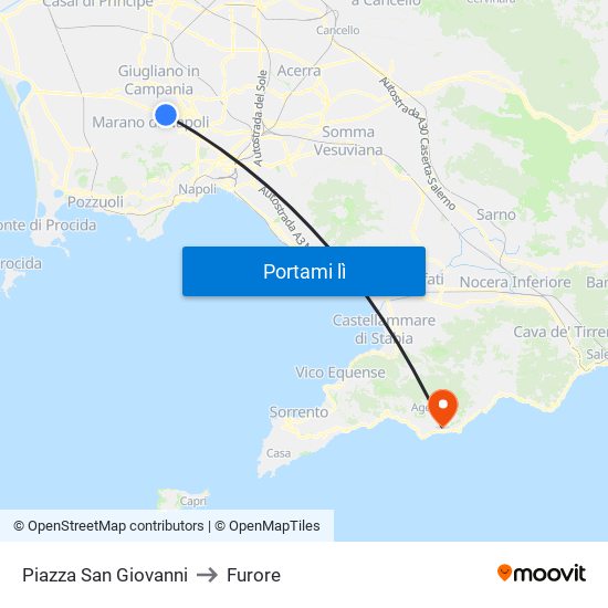 Piazza San Giovanni to Furore map