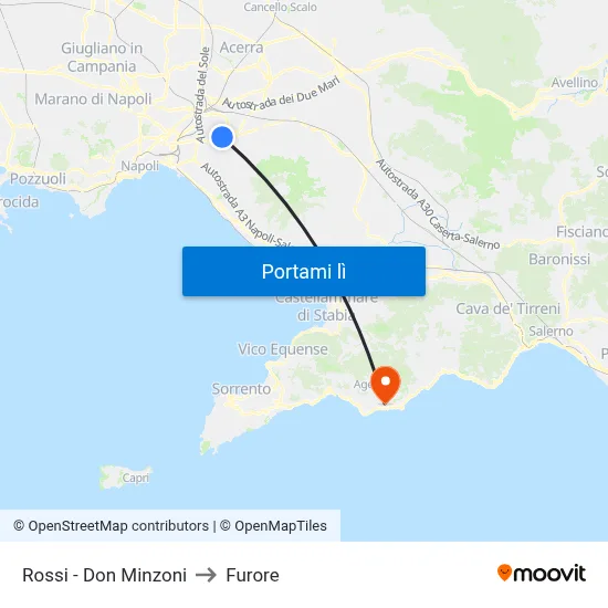 Rossi - Don Minzoni to Furore map