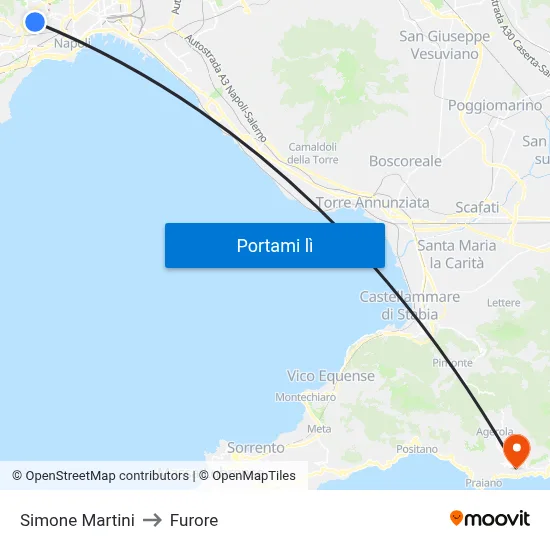 Simone Martini to Furore map